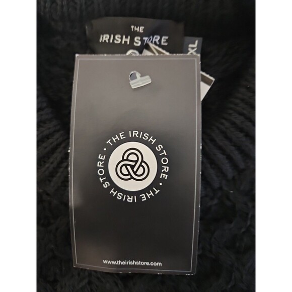 The Irish Store 100% Wool Aran Black Cable Knit Sweater Men's XL NWT - Picture 2 of 8